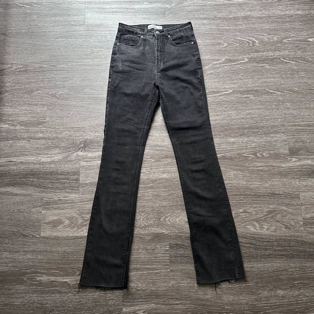 Befree Black High Rise Slim Flare Jeans w/ Slit Women's Size S (US 6) Stretchy